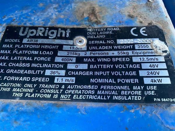 Grote foto upright ab38 knikhoogwerker elektrische 12 meter 2020 accu doe het zelf en verbouw hoogwerkers