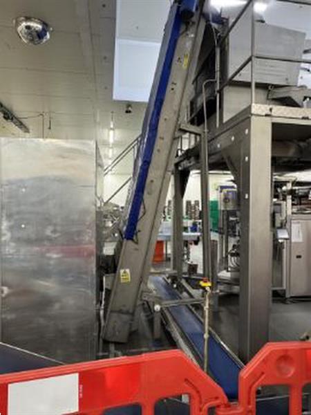 Grote foto newtec 4009 b2 afweegmachine met 1 netverpakkingsmachine elevator en rollenleesband agrarisch tuinbouw