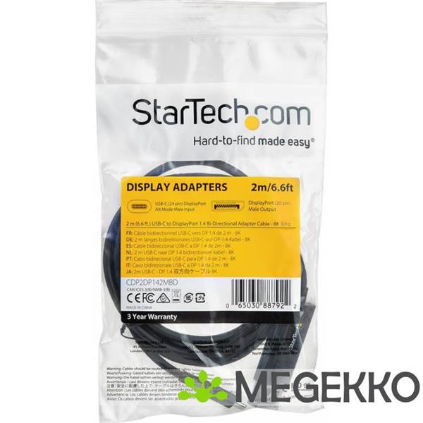 Grote foto startech.com usb c naar displayport 1.4 kabel bidirectioneel 2 m computers en software overige computers en software