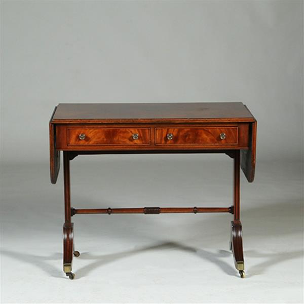 Grote foto mahonie met bloemmahonie sidetable of smalle schrijftafel met 2 laden en op en neerklapbare oren n antiek en kunst stoelen en banken