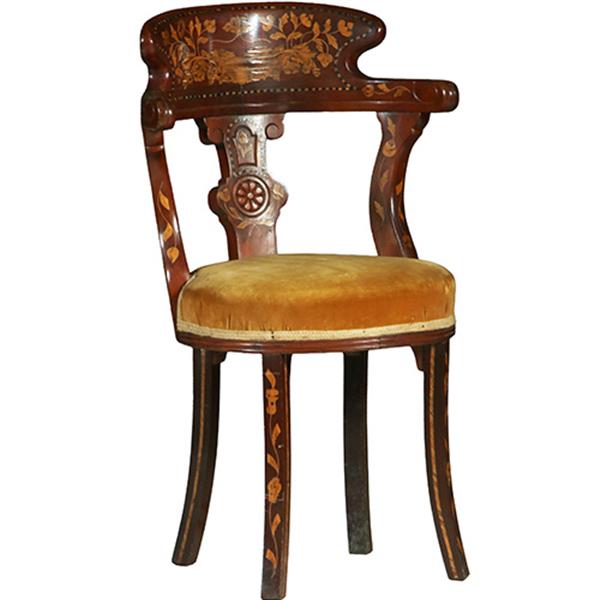 Grote foto franse marqueterie bureaustoel ca 1800 met stoffering naar wens no.361885 antiek en kunst stoelen en banken
