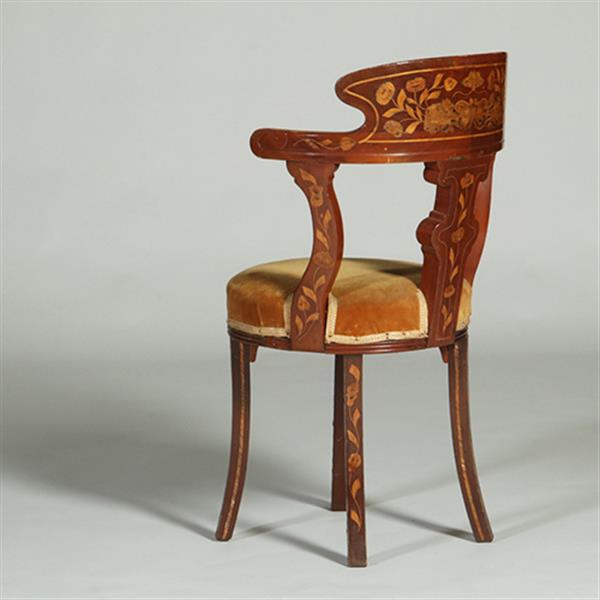 Grote foto franse marqueterie bureaustoel ca 1800 met stoffering naar wens no.361885 antiek en kunst stoelen en banken