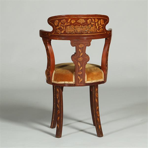 Grote foto franse marqueterie bureaustoel ca 1800 met stoffering naar wens no.361885 antiek en kunst stoelen en banken