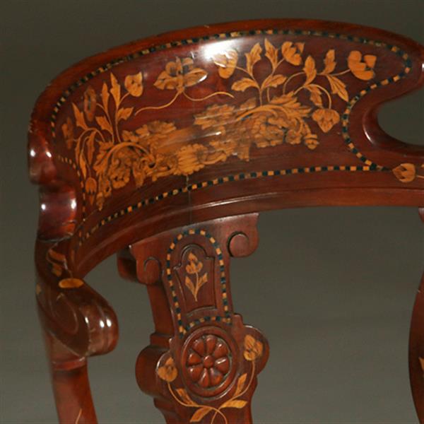 Grote foto franse marqueterie bureaustoel ca 1800 met stoffering naar wens no.361885 antiek en kunst stoelen en banken