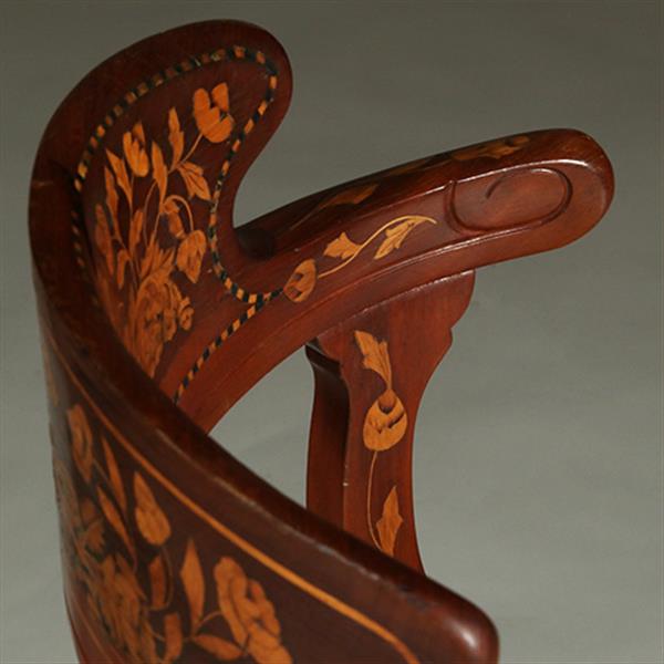 Grote foto franse marqueterie bureaustoel ca 1800 met stoffering naar wens no.361885 antiek en kunst stoelen en banken