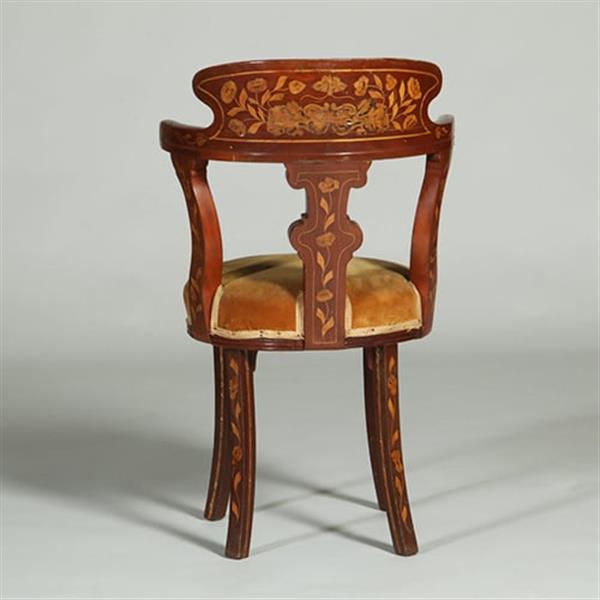 Grote foto franse marqueterie bureaustoel ca 1800 met stoffering naar wens no.361885 antiek en kunst stoelen en banken