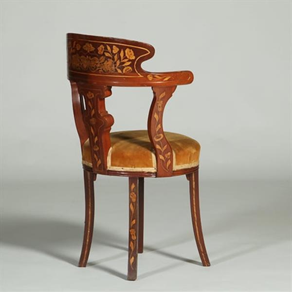 Grote foto franse marqueterie bureaustoel ca 1800 met stoffering naar wens no.361885 antiek en kunst stoelen en banken