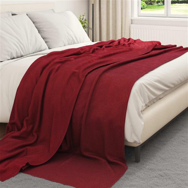 Grote foto vidaxl gooi deken bordeaux rood 270 x 240 cm fleece huis en inrichting bedden