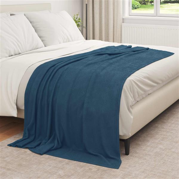 Grote foto vidaxl gooi deken marineblauw 210 x 140 cm fleece huis en inrichting bedden