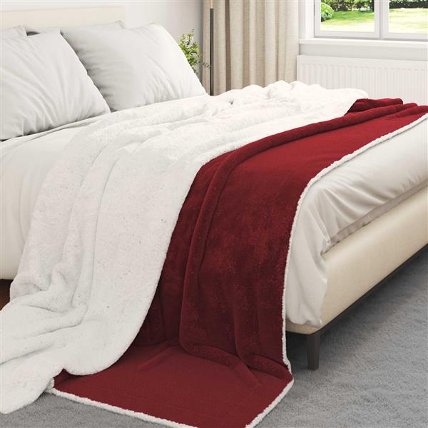 Grote foto vidaxl gooi deken bordeaux rood 240 x 270 cm fleece huis en inrichting bedden