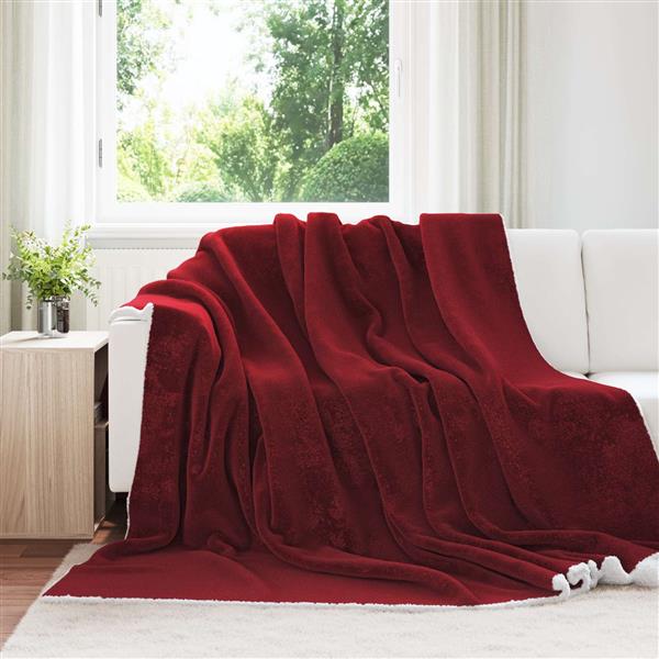 Grote foto vidaxl gooi deken bordeaux rood 220 x 240 cm fleece huis en inrichting bedden