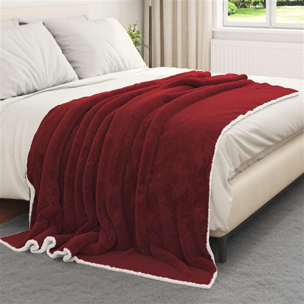 Grote foto vidaxl gooi deken bordeaux rood 150 x 200 cm fleece huis en inrichting bedden
