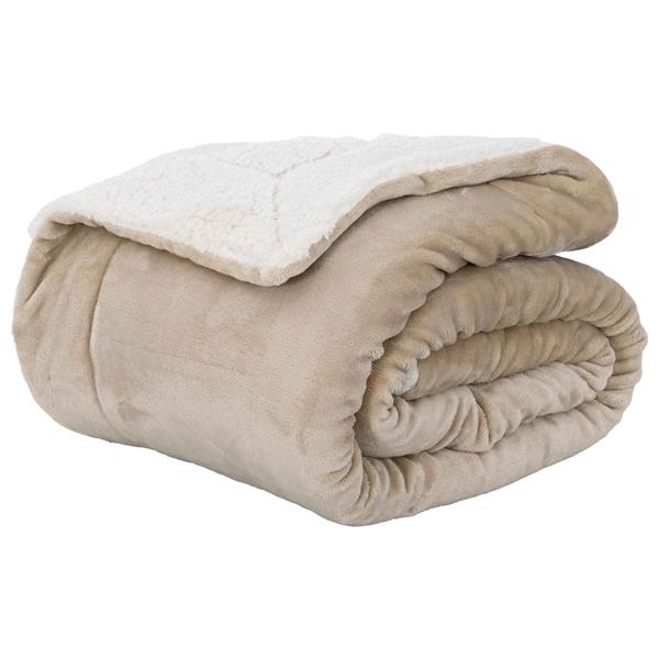 Grote foto vidaxl gooi deken beige 130 x 150 cm fleece huis en inrichting bedden