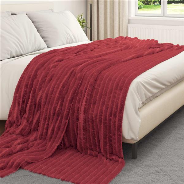 Grote foto vidaxl kleden 6 stuks bordeaux rood 270 x 240 cm fleece huis en inrichting bedden