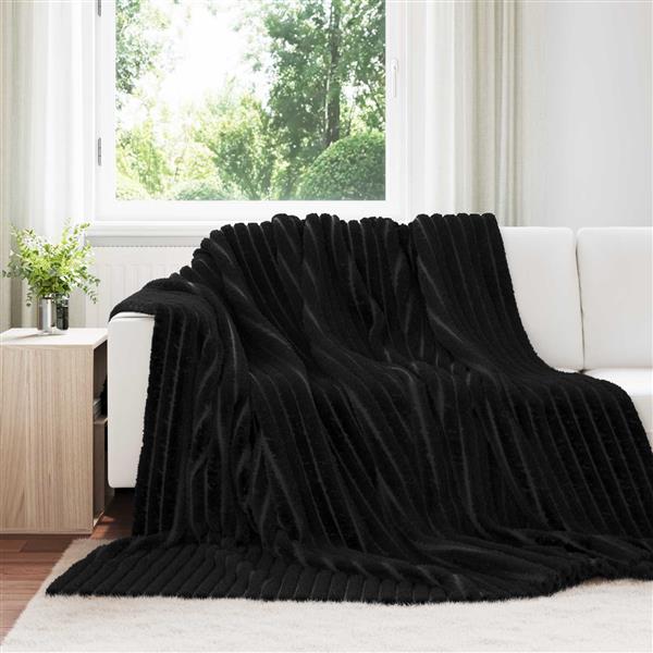Grote foto vidaxl kleden 6 stuks zwart 270 x 240 cm fleece huis en inrichting bedden