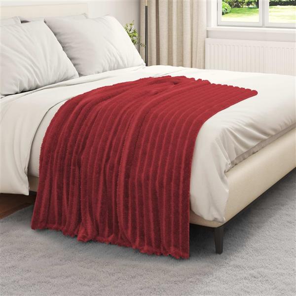 Grote foto vidaxl gooi deken bordeaux rood 150 x 130 cm fleece huis en inrichting bedden