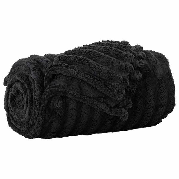 Grote foto vidaxl gooi deken zwart 200 x 150 cm fleece huis en inrichting bedden