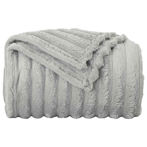 Grote foto vidaxl gooi deken grijs 240 x 220 cm fleece huis en inrichting bedden