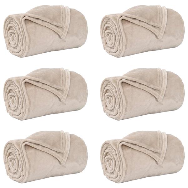 Grote foto vidaxl kleden 6 stuks beige 240 x 270 cm fleece huis en inrichting bedden