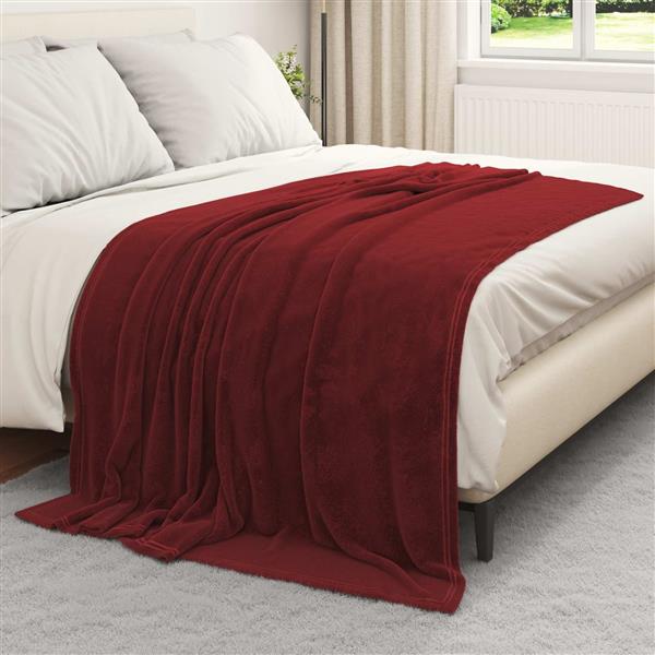 Grote foto vidaxl gooi deken bordeaux rood 150 x 200 cm fleece huis en inrichting bedden