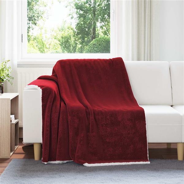 Grote foto vidaxl gooi deken bordeaux rood 150 x 200 cm fleece huis en inrichting bedden