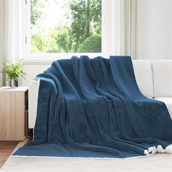 Grote foto vidaxl gooi deken marineblauw 220 x 240 cm fleece huis en inrichting bedden