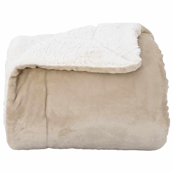 Grote foto vidaxl gooi deken beige 240 x 270 cm fleece huis en inrichting bedden