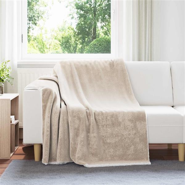 Grote foto vidaxl gooi deken beige 150 x 200 cm fleece huis en inrichting bedden
