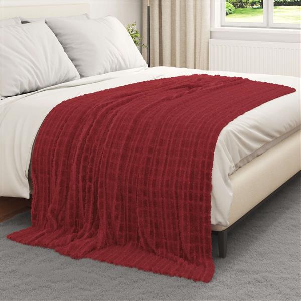 Grote foto vidaxl gooi deken bordeaux rood 200 x 150 cm fleece huis en inrichting bedden