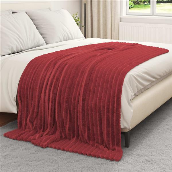 Grote foto vidaxl gooi deken bordeaux rood 200 x 150 cm fleece huis en inrichting bedden
