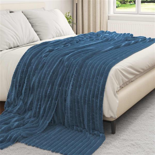 Grote foto vidaxl gooi deken marineblauw 270 x 240 cm fleece huis en inrichting bedden