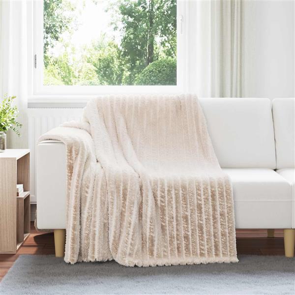 Grote foto vidaxl gooi deken beige 200 x 150 cm fleece huis en inrichting bedden