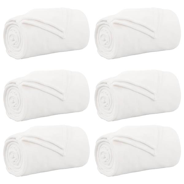 Grote foto vidaxl kleden 6 stuks wit 130 x 150 cm fleece huis en inrichting bedden