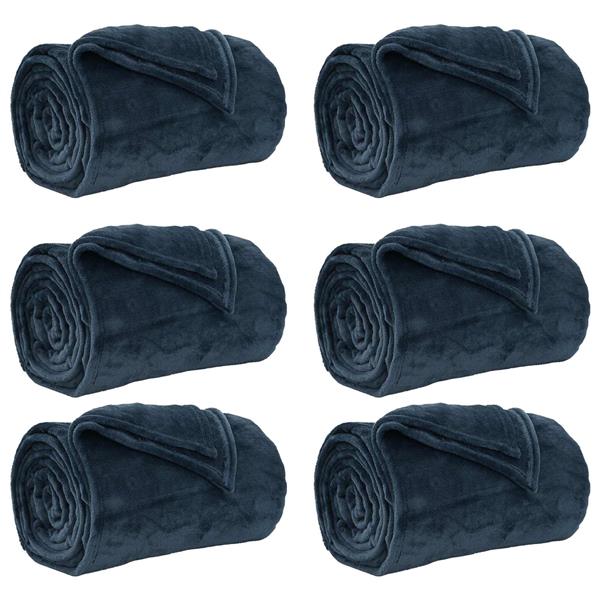 Grote foto vidaxl kleden 6 stuks marineblauw 220 x 240 cm fleece huis en inrichting bedden
