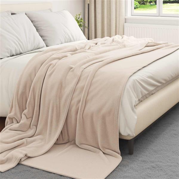 Grote foto vidaxl gooi deken beige 240 x 270 cm fleece huis en inrichting bedden