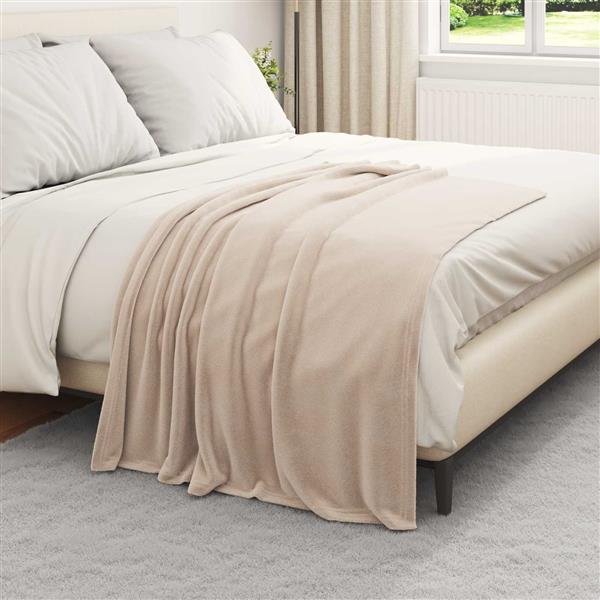 Grote foto vidaxl gooi deken beige 130 x 150 cm fleece huis en inrichting bedden