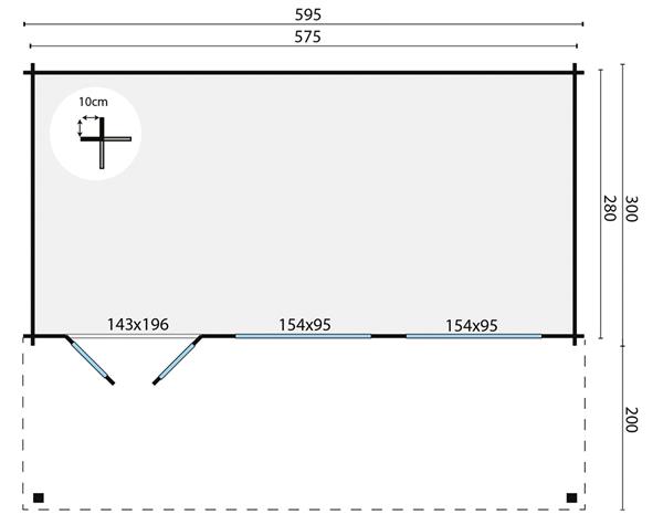 Grote foto blokhut tuinhuis pinkus 44 mm vuren. tuin en terras tuinhuisjes en blokhutten