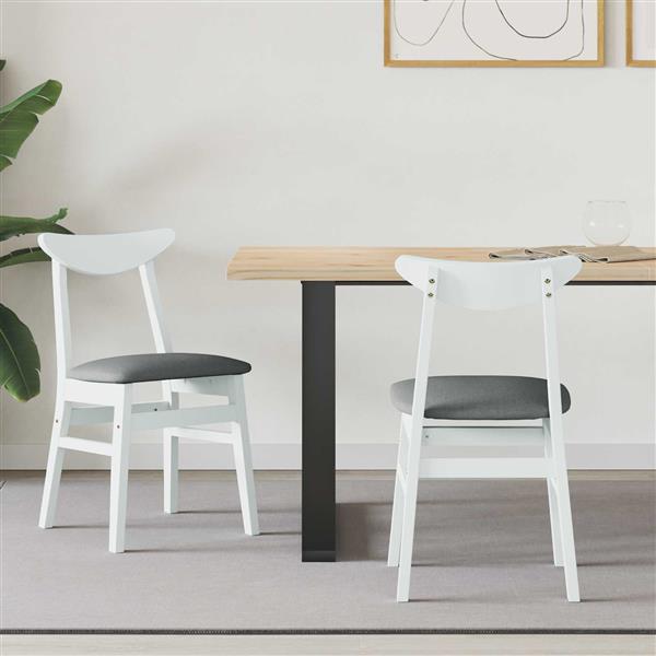 Grote foto vidaxl eettafelstoelen 2 pcs wit 42 x 47.5 x 81 cm massief rubberhout huis en inrichting stoelen