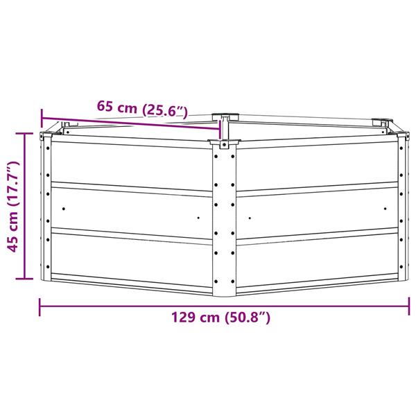 Grote foto vidaxl plantenbak ivoor 129 x 129 x 45 cm staal tuin en terras overige tuin en terras