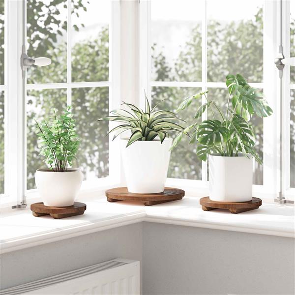 Grote foto vidaxl plant stool 3 pcs bruin mahoniehout tuin en terras overige tuin en terras