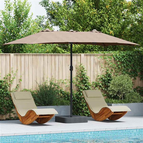 Grote foto vidaxl tuinparasol taupe 385 x 209 x 244 cm polyester en staal tuin en terras overige tuin en terras