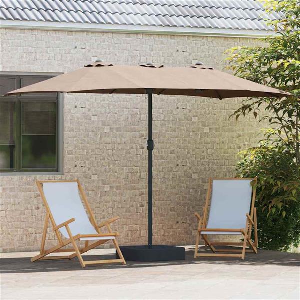 Grote foto vidaxl tuinparasol taupe 385 x 209 x 244 cm polyester en staal tuin en terras overige tuin en terras