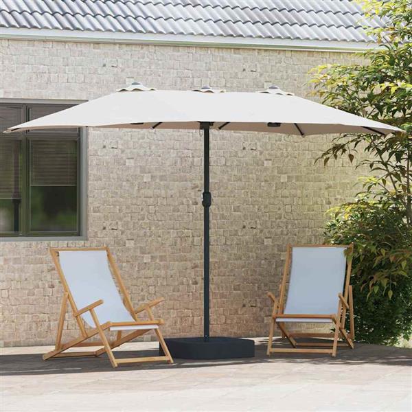 Grote foto vidaxl tuinparasol zand 385 x 209 x 244 cm polyester en staal tuin en terras overige tuin en terras