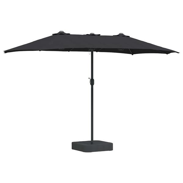 Grote foto vidaxl tuinparasol zwart 385 x 209 x 244 cm polyester tuin en terras overige tuin en terras