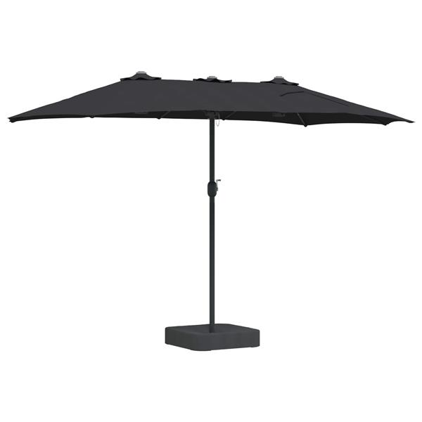 Grote foto vidaxl tuinparasol zwart 385 x 209 x 244 cm polyester tuin en terras overige tuin en terras