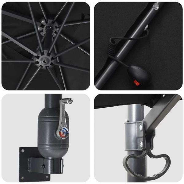 Grote foto vidaxl tuinparasol zwart 248 5 x 247 5 x 160 cm polyester en staal tuin en terras overige tuin en terras