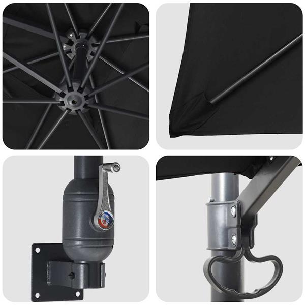 Grote foto vidaxl tuinparasol zwart 248 5 x 247 5 x 160 cm polyester en staal tuin en terras overige tuin en terras