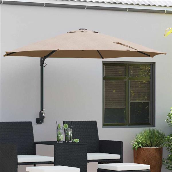 Grote foto vidaxl tuinparasol taupe 248 x 248 x 148 cm polyester en staal tuin en terras overige tuin en terras