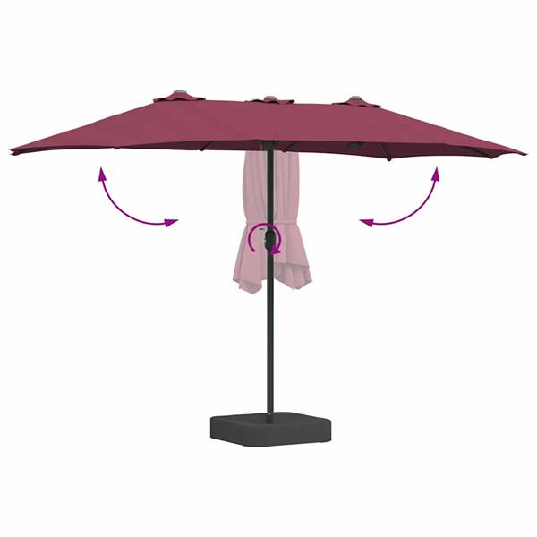 Grote foto vidaxl tuinparasol bordeaux rood 385 x 209 x 244 cm polyester en staal tuin en terras overige tuin en terras