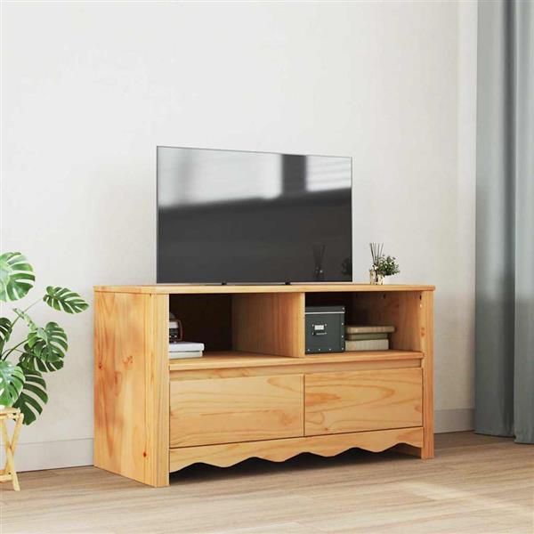 Grote foto vidaxl tv kast drammen eiken 99 x 43 x 55 cm massief grenenhout huis en inrichting overige